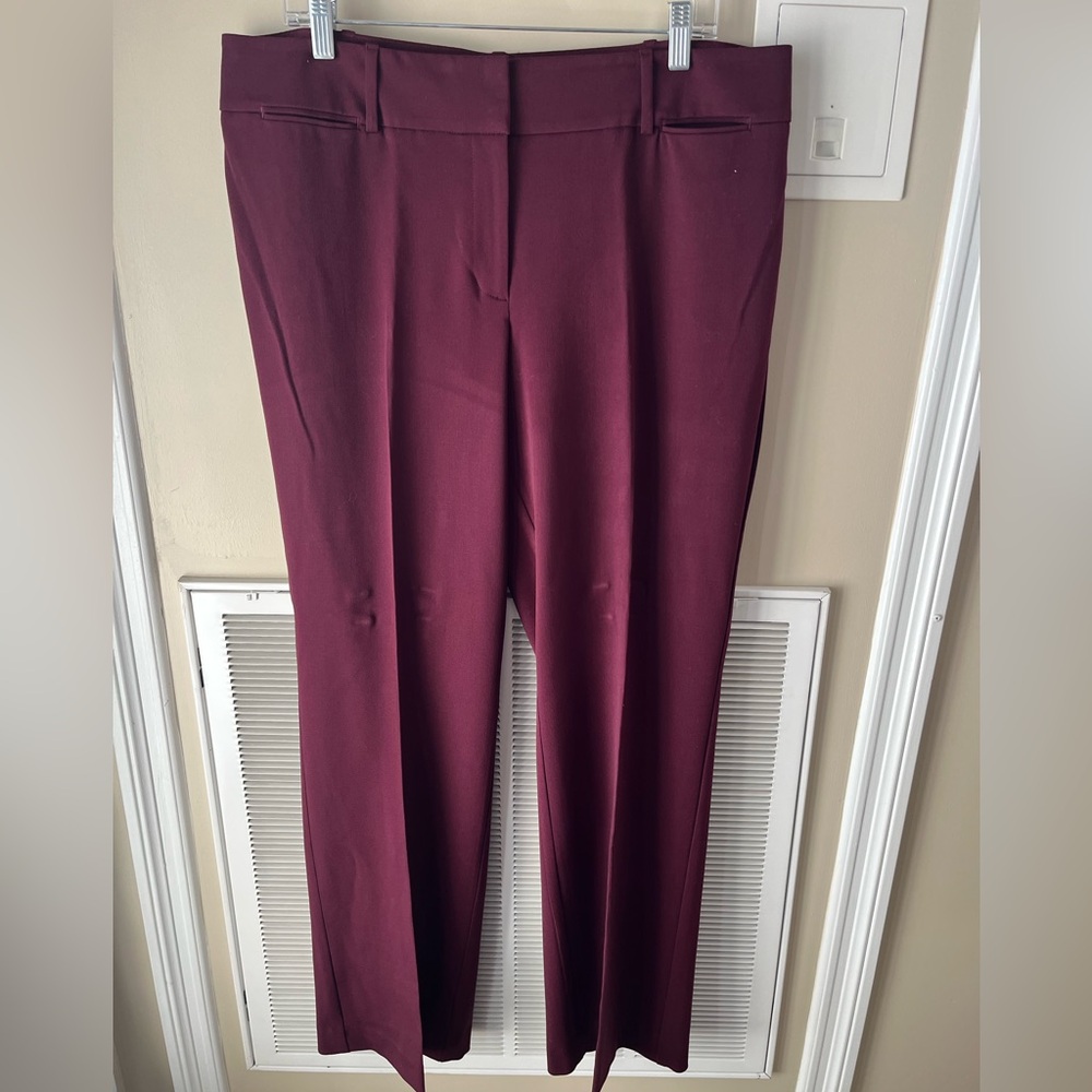 LOFT Deep Red Curvy Trousers